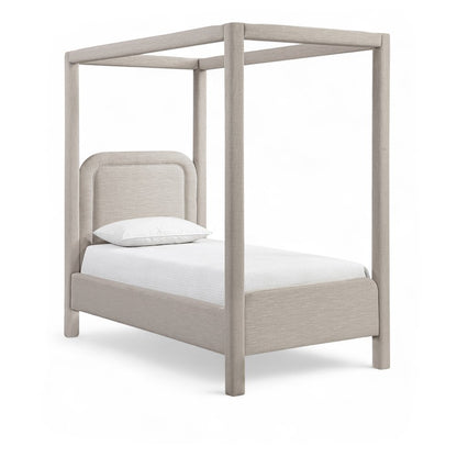 Salina Beige Linen Textured Fabric Upholstered Twin Bed