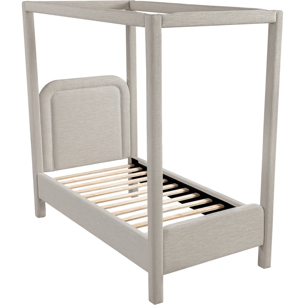Salina Beige Linen Textured Fabric Upholstered Twin Bed