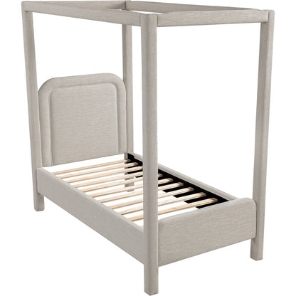 Salina Beige Linen Textured Fabric Upholstered Twin Bed