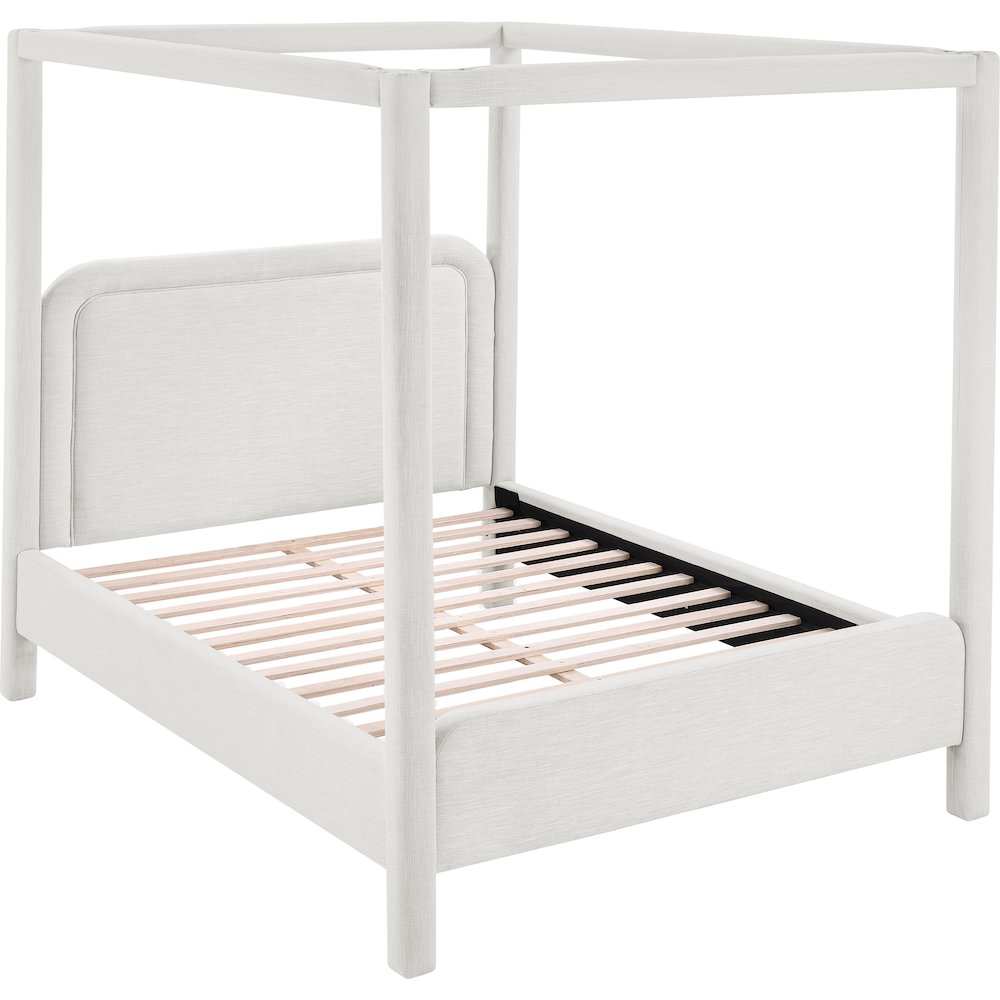 Salina Cream Linen Textured Fabric Upholstered Full Bed