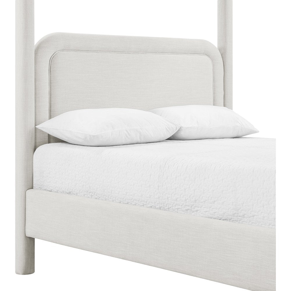 Salina Cream Linen Textured Fabric Upholstered Full Bed