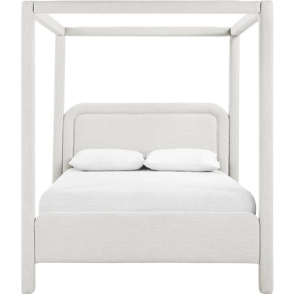 Salina Cream Linen Textured Fabric Upholstered King Bed