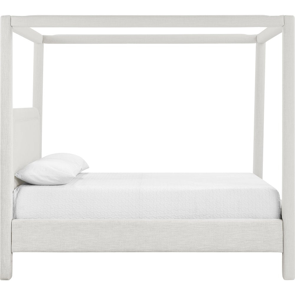 Salina Cream Linen Textured Fabric Upholstered King Bed