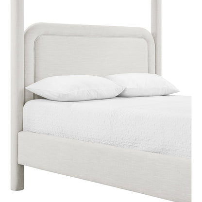 Salina Cream Linen Textured Fabric Upholstered King Bed