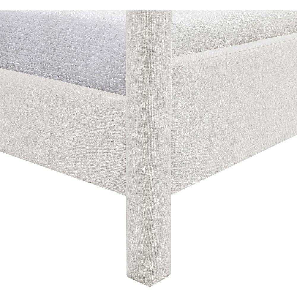 Salina Cream Linen Textured Fabric Upholstered King Bed