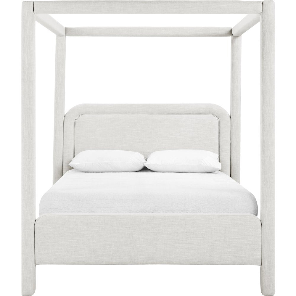 Salina Cream Linen Textured Fabric Upholstered Queen Bed