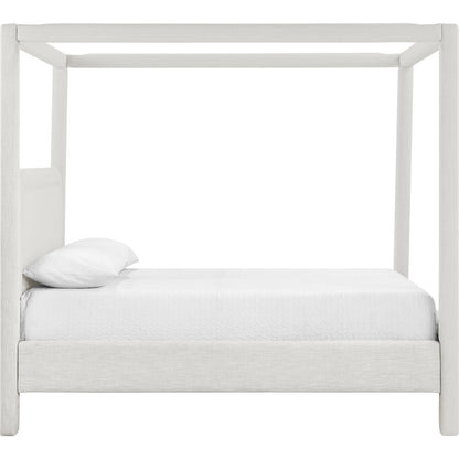 Salina Cream Linen Textured Fabric Upholstered Queen Bed