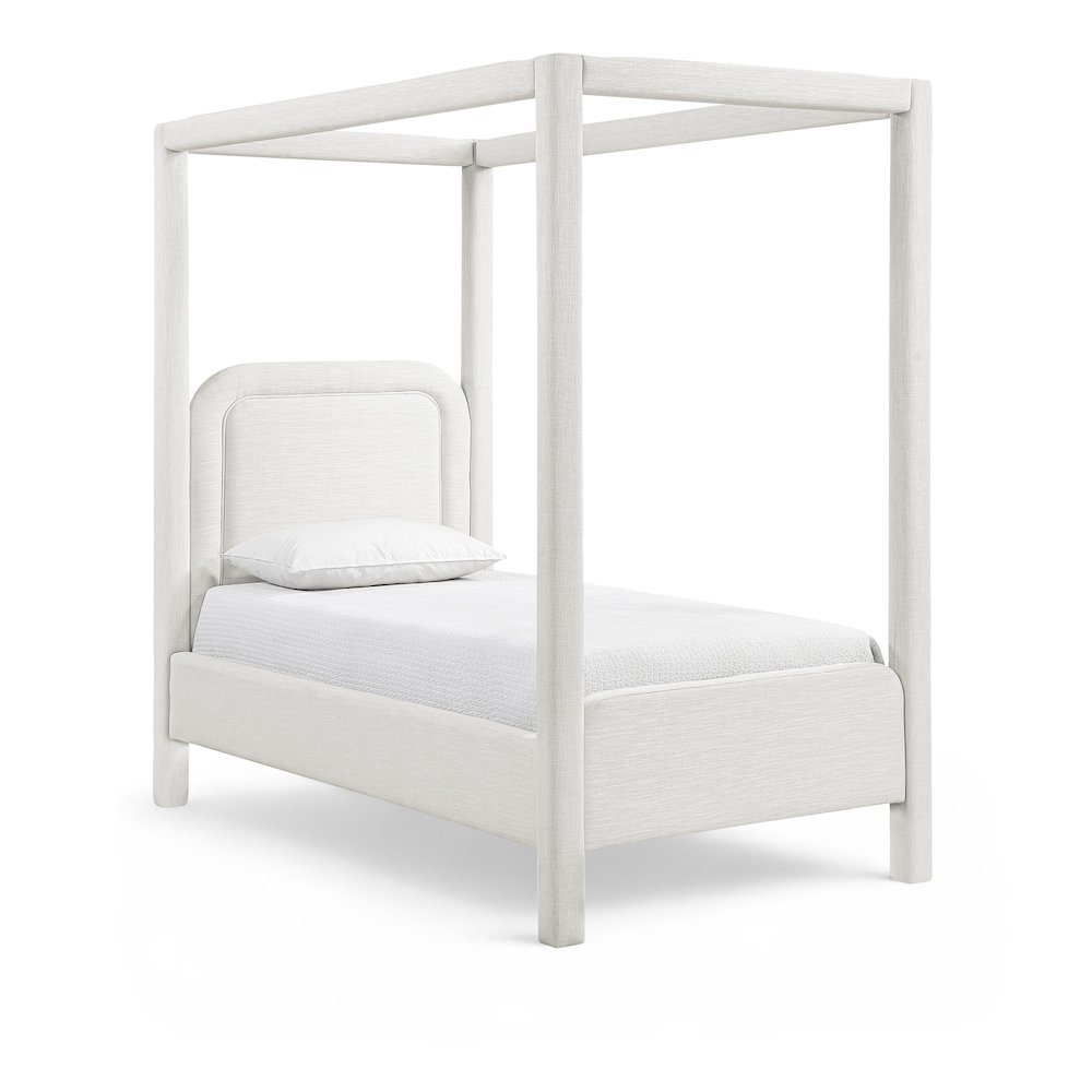 Salina Cream Linen Textured Fabric Upholstered Twin Bed