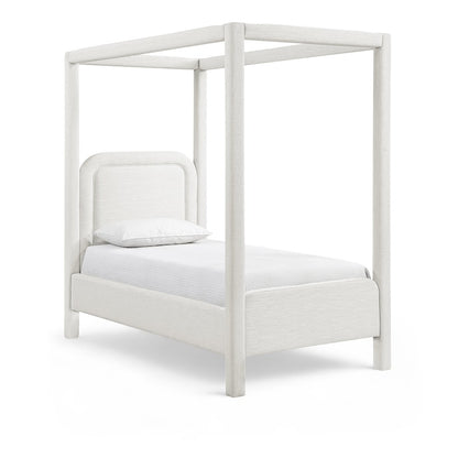 Salina Cream Linen Textured Fabric Upholstered Twin Bed