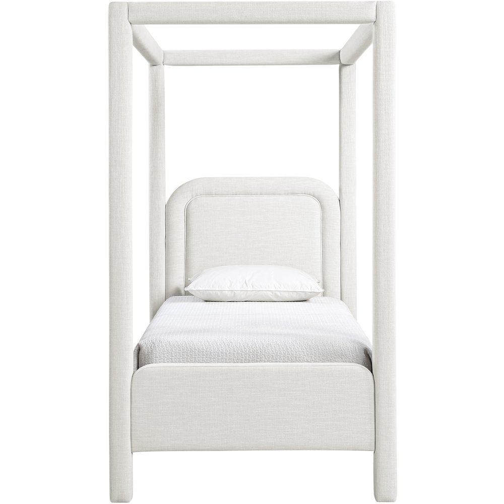 Salina Cream Linen Textured Fabric Upholstered Twin Bed