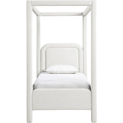 Salina Cream Linen Textured Fabric Upholstered Twin Bed