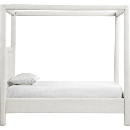 Salina Cream Linen Textured Fabric Upholstered Twin Bed