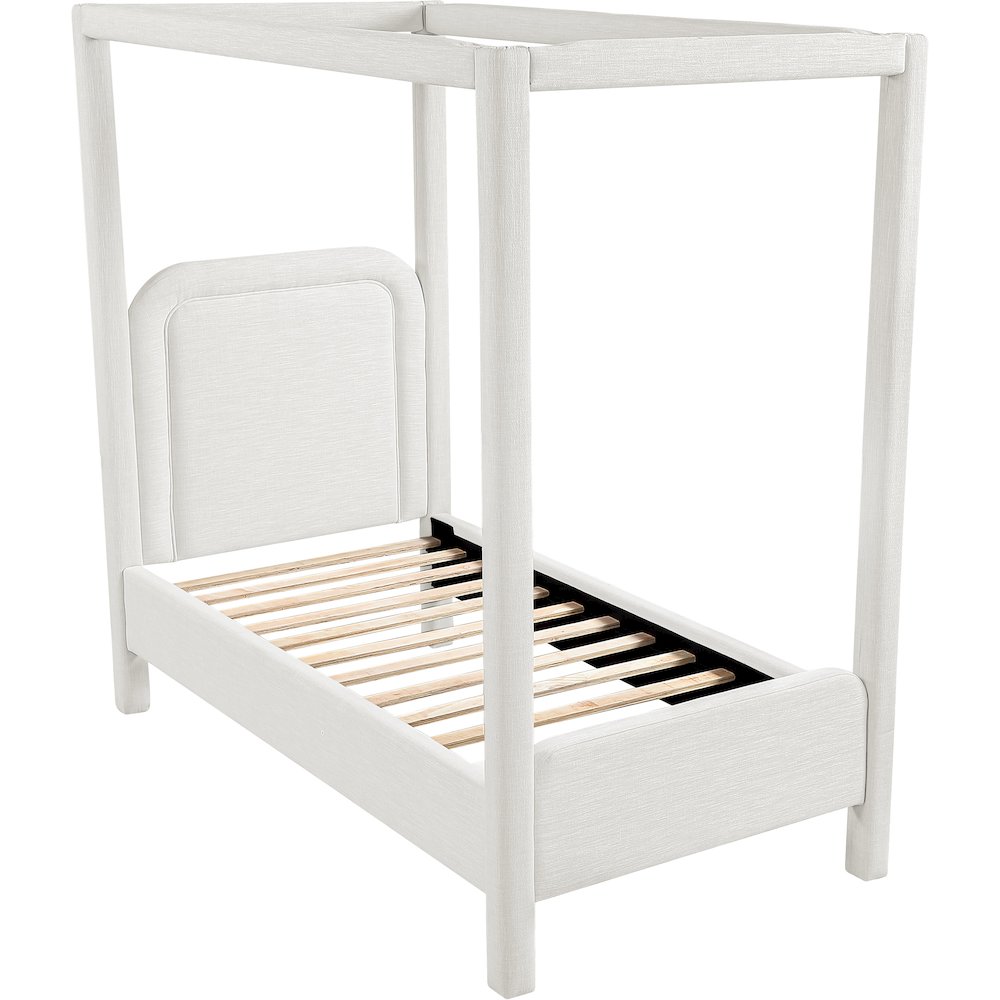 Salina Cream Linen Textured Fabric Upholstered Twin Bed