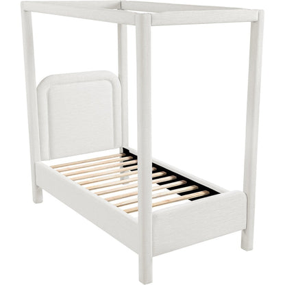 Salina Cream Linen Textured Fabric Upholstered Twin Bed