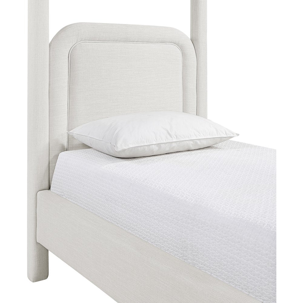 Salina Cream Linen Textured Fabric Upholstered Twin Bed