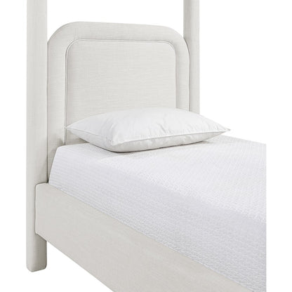 Salina Cream Linen Textured Fabric Upholstered Twin Bed
