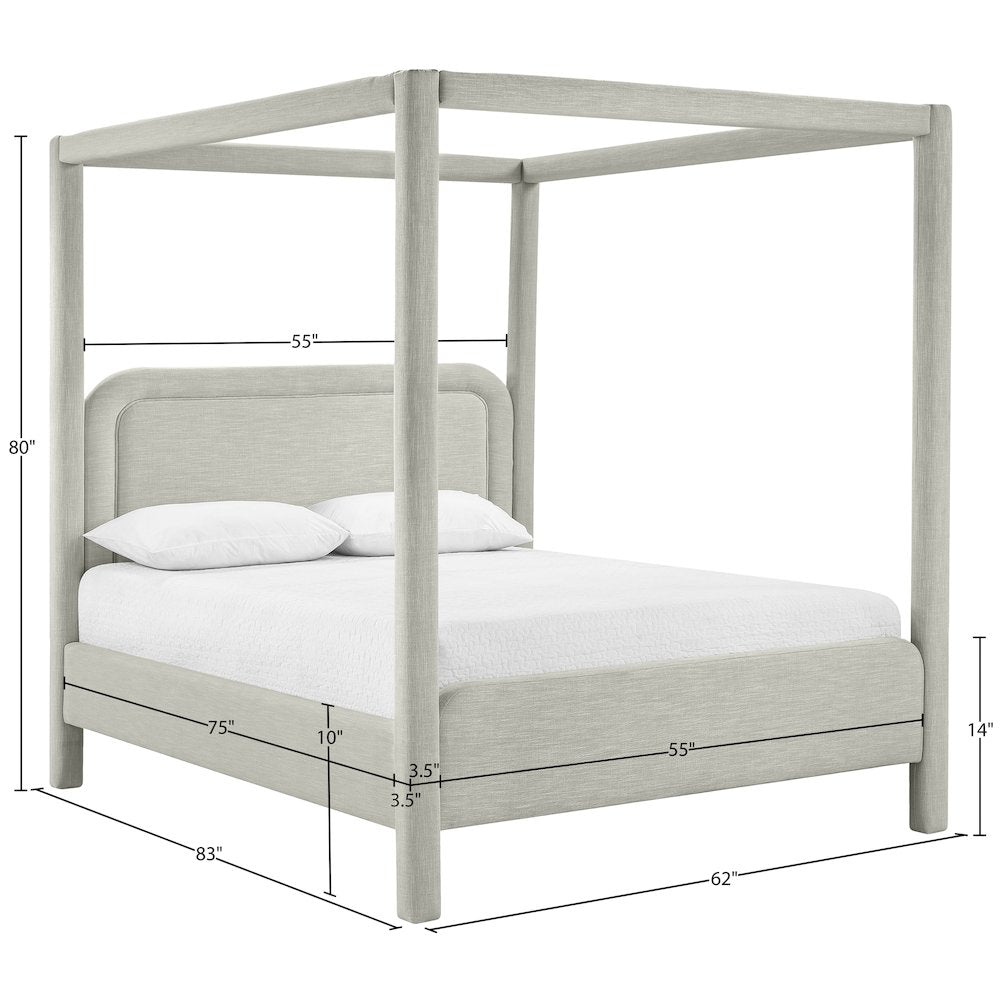 Salina Grey Linen Textured Fabric Upholstered Full Bed