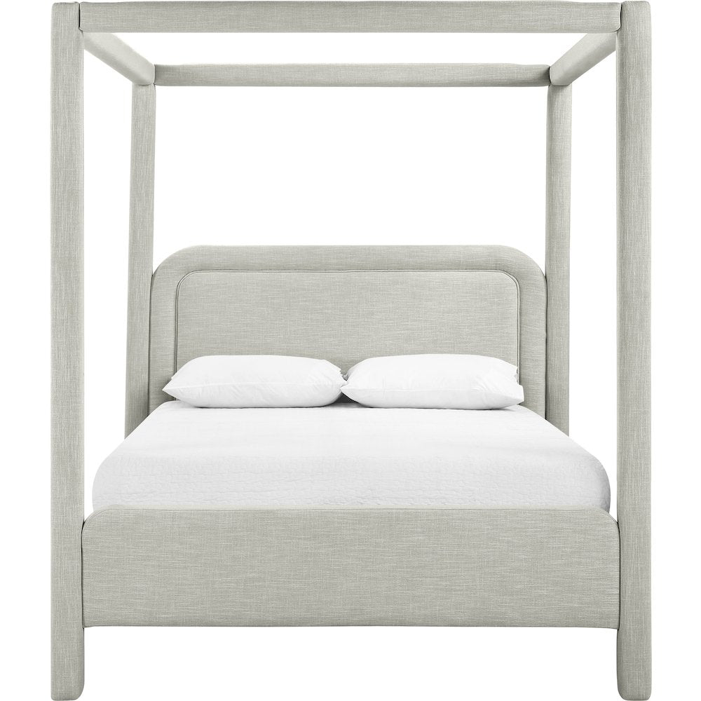 Salina Grey Linen Textured Fabric Upholstered King Bed