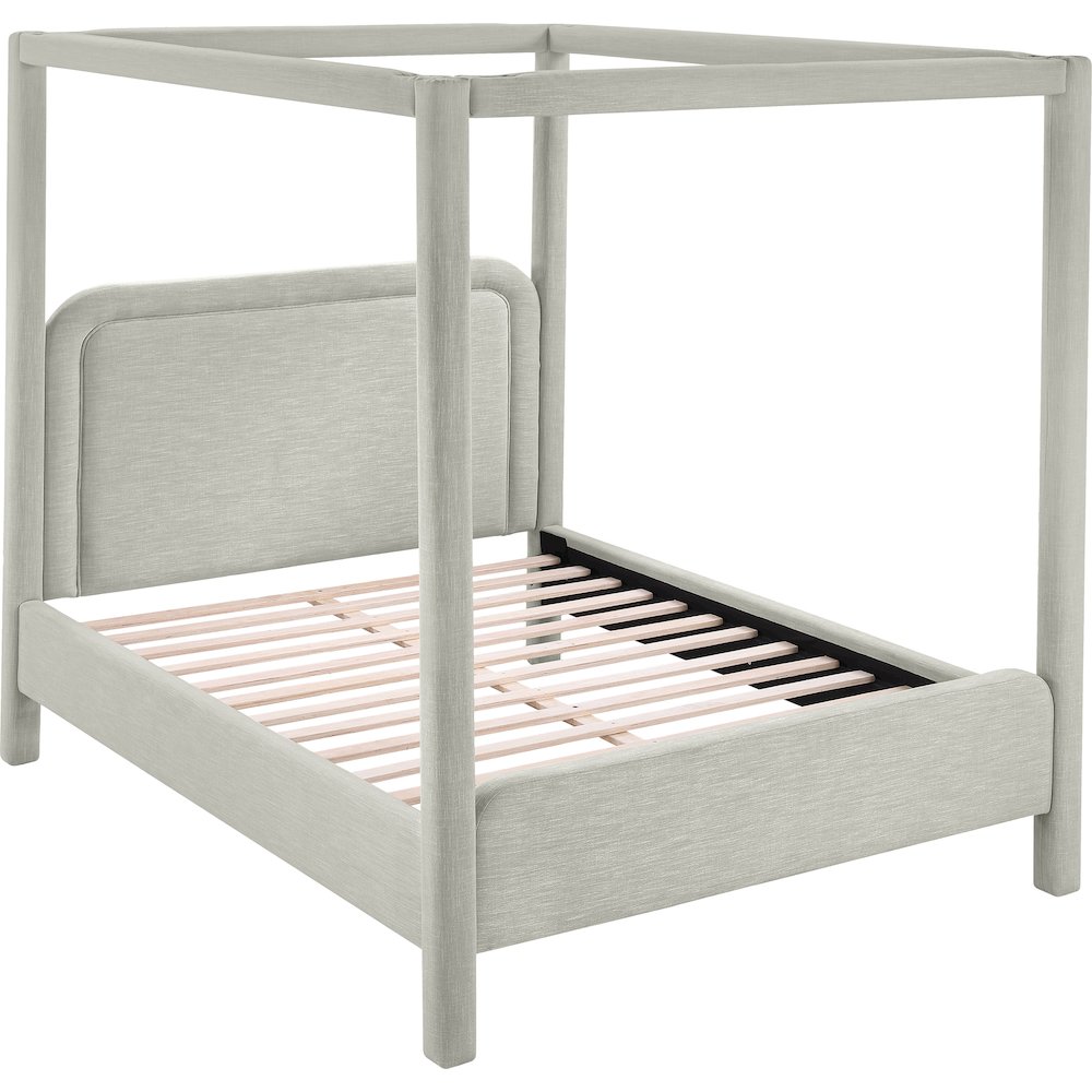 Salina Grey Linen Textured Fabric Upholstered King Bed