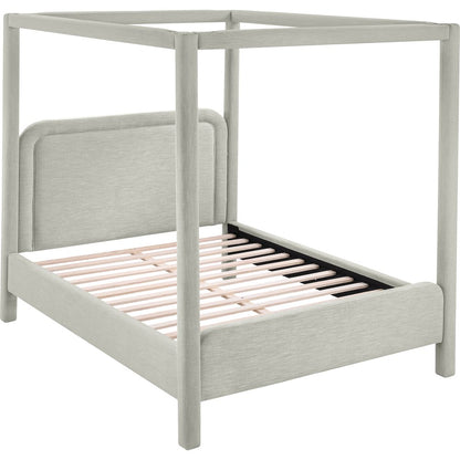 Salina Grey Linen Textured Fabric Upholstered King Bed