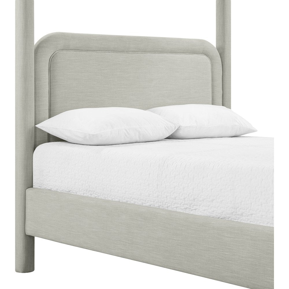 Salina Grey Linen Textured Fabric Upholstered King Bed