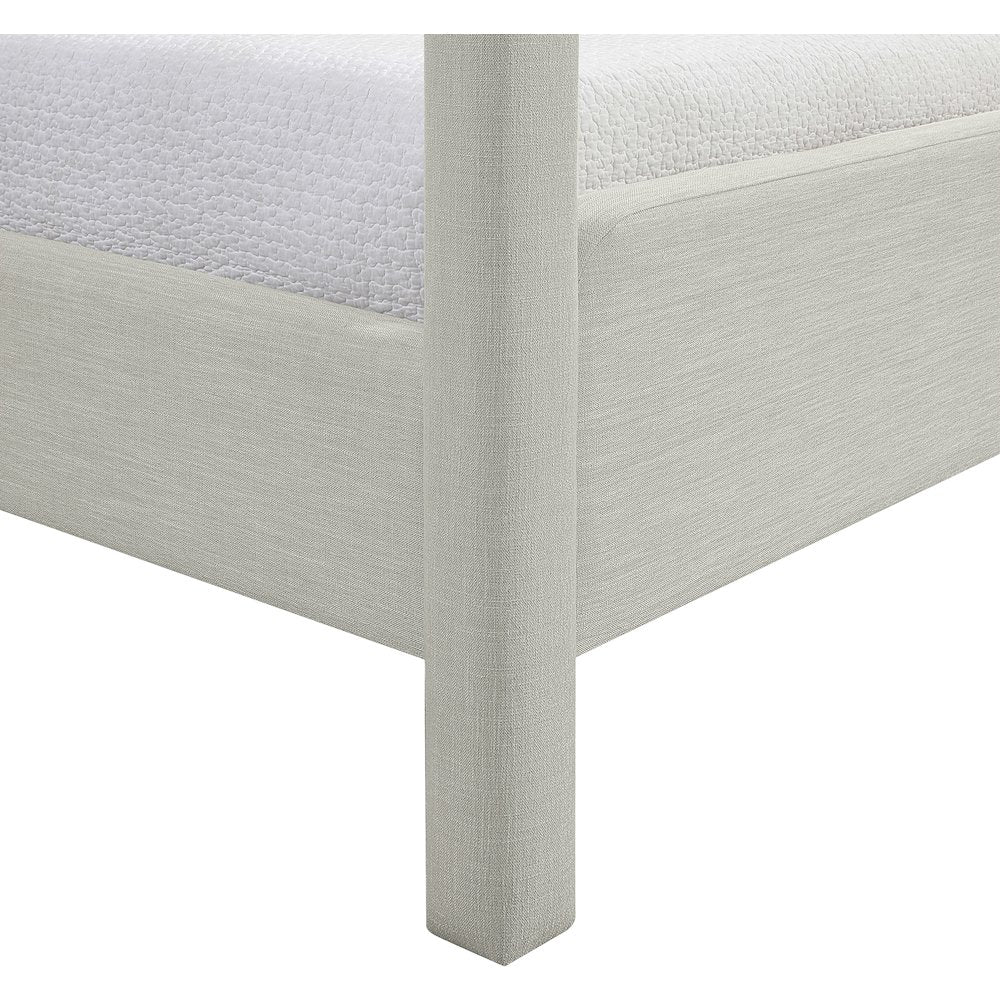 Salina Grey Linen Textured Fabric Upholstered King Bed