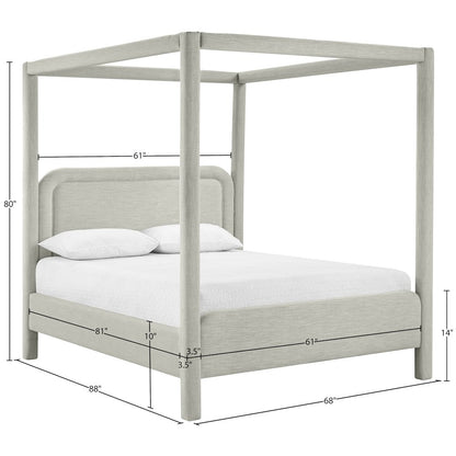 Salina Grey Linen Textured Fabric Upholstered Queen Bed