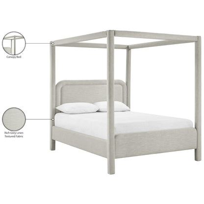 Salina Grey Linen Textured Fabric Upholstered Queen Bed