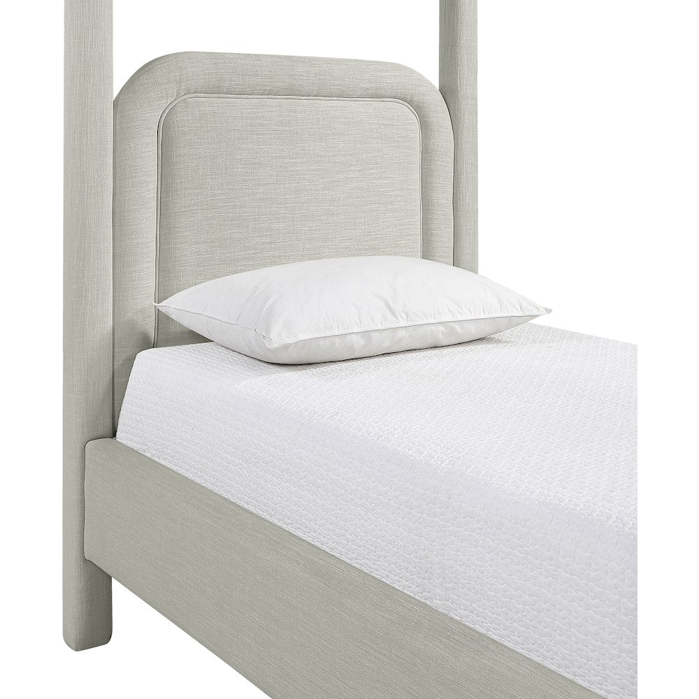 Salina Grey Linen Textured Fabric Upholstered Twin Bed
