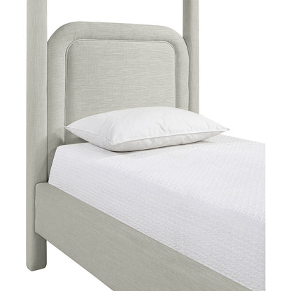 Salina Grey Linen Textured Fabric Upholstered Twin Bed