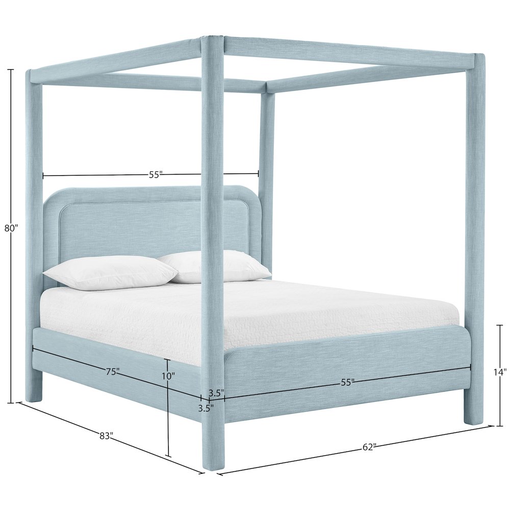 Salina Light Blue Linen Textured Fabric Upholstered Full Bed