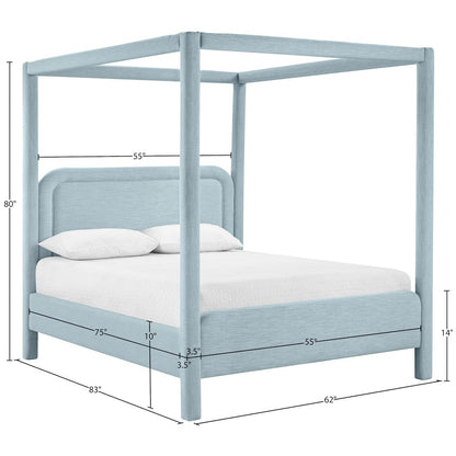 Salina Light Blue Linen Textured Fabric Upholstered Full Bed