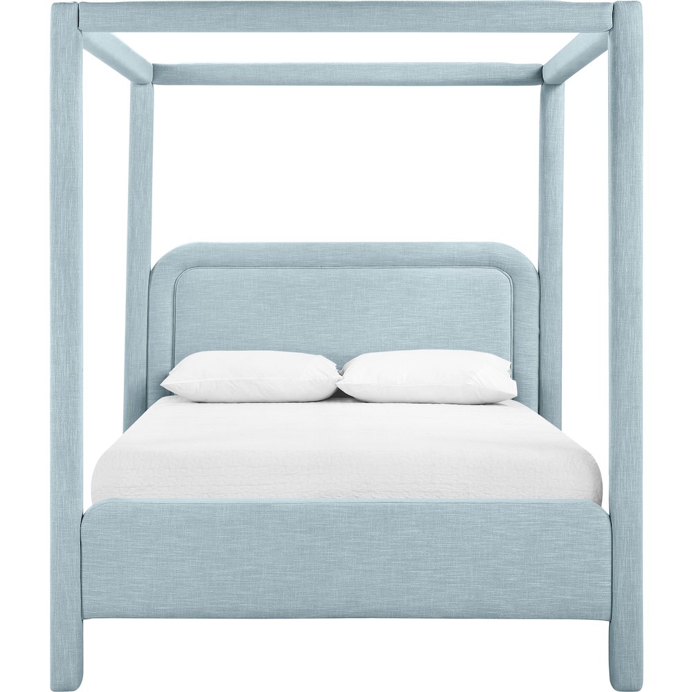 Salina Light Blue Linen Textured Fabric Upholstered Full Bed