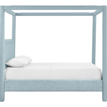 Salina Light Blue Linen Textured Fabric Upholstered Full Bed