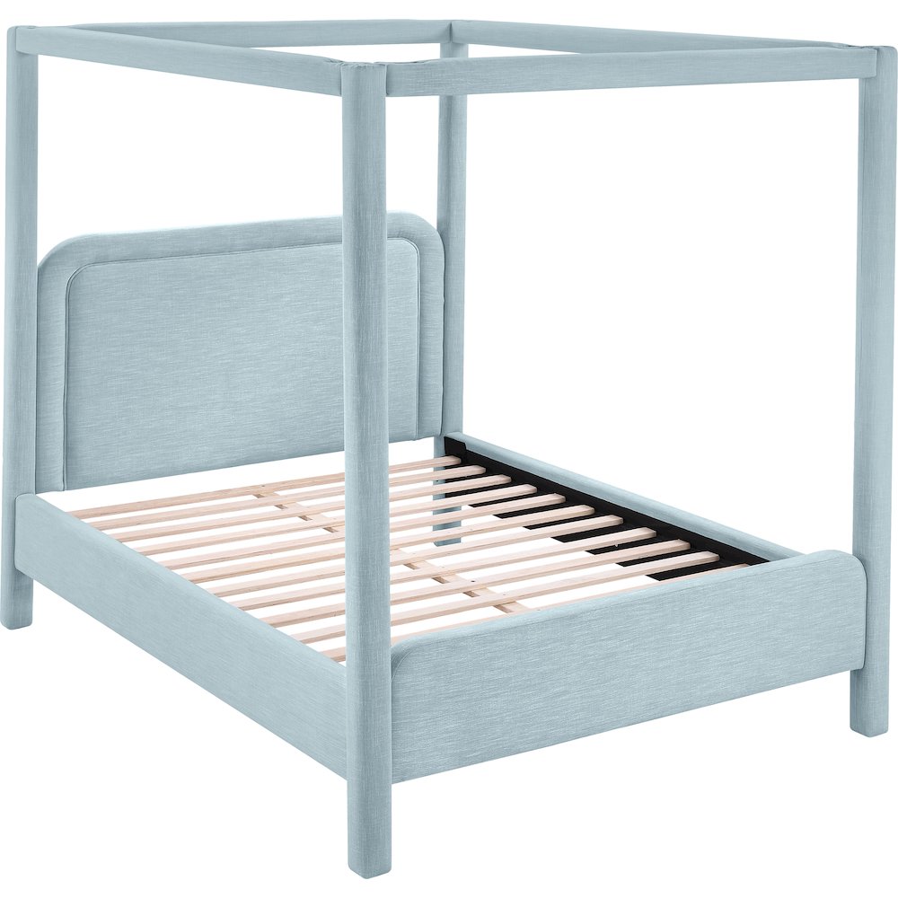 Salina Light Blue Linen Textured Fabric Upholstered Full Bed