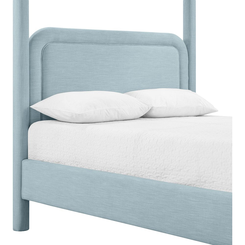 Salina Light Blue Linen Textured Fabric Upholstered Full Bed