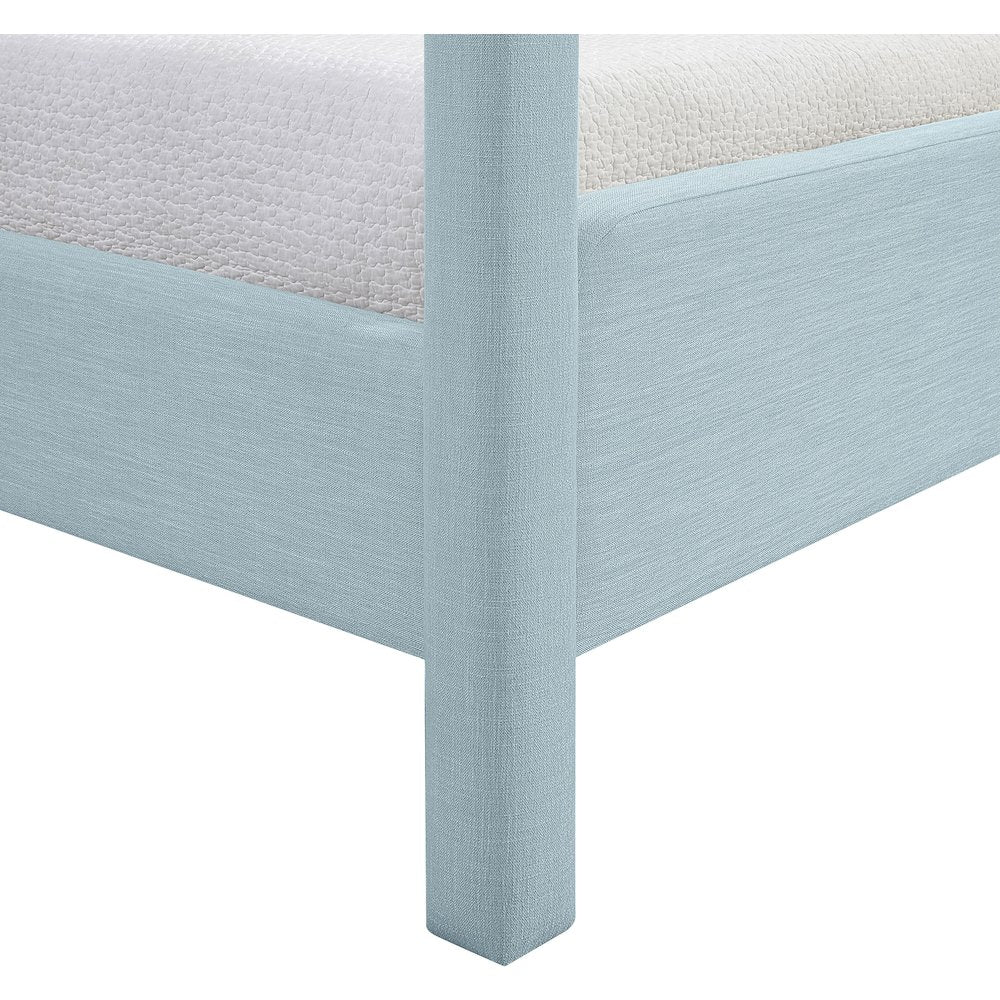 Salina Light Blue Linen Textured Fabric Upholstered Full Bed