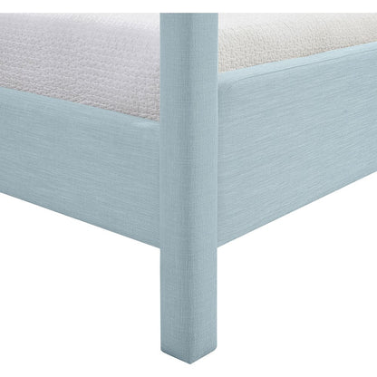 Salina Light Blue Linen Textured Fabric Upholstered Full Bed