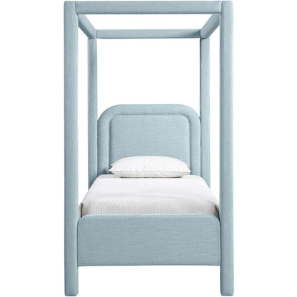 Salina Light Blue Linen Textured Fabric Upholstered Twin Bed