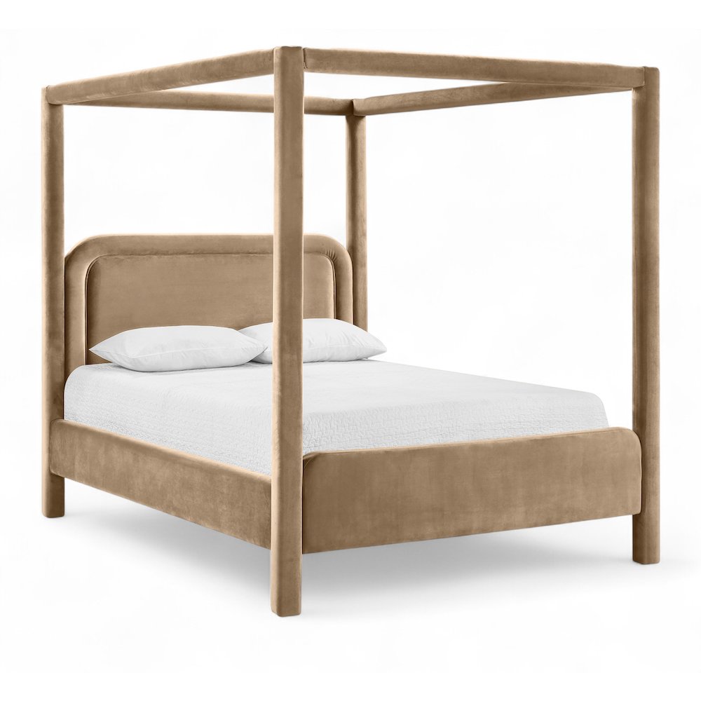 Salina Beige Velvet Upholstered King Bed