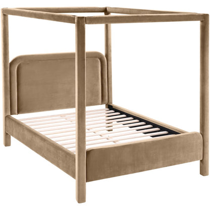 Salina Beige Velvet Upholstered King Bed