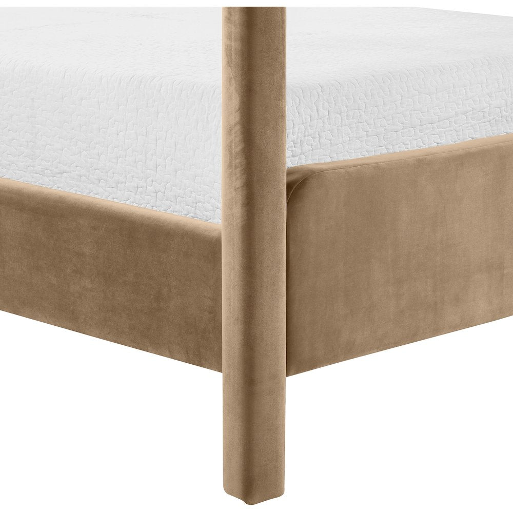 Salina Beige Velvet Upholstered King Bed