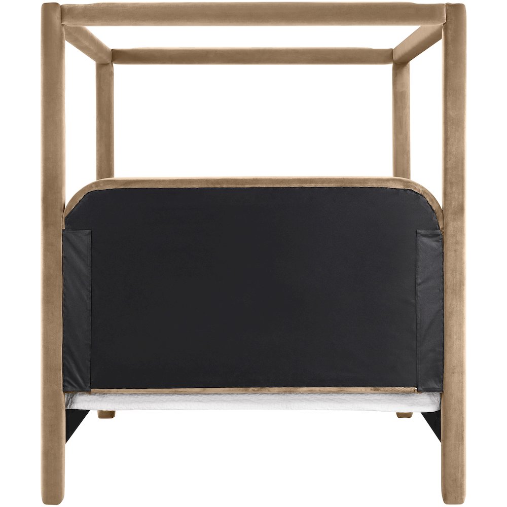 Salina Beige Velvet Upholstered Queen Bed