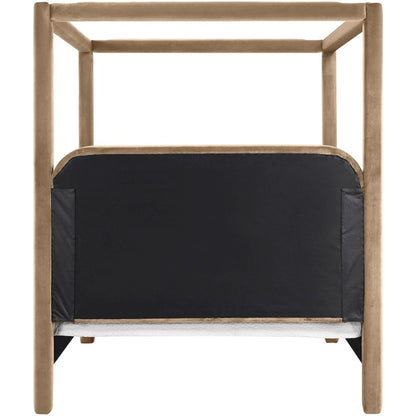 Salina Beige Velvet Upholstered Queen Bed