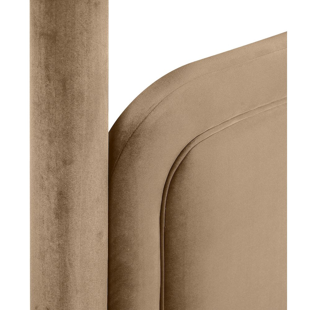 Salina Beige Velvet Upholstered Twin Bed