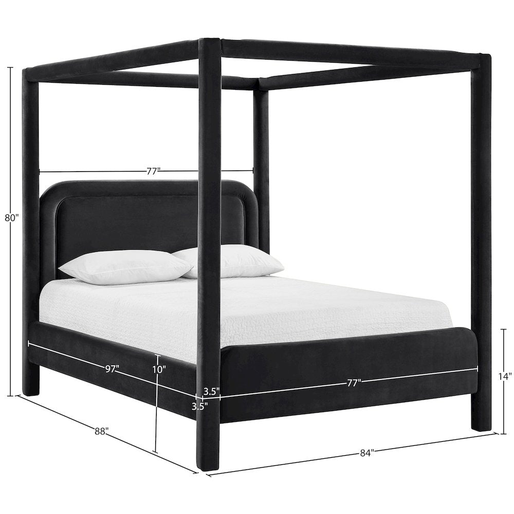 Salina Black Velvet Upholstered King Bed