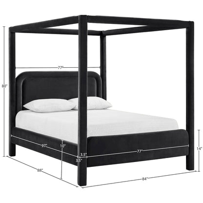 Salina Black Velvet Upholstered King Bed
