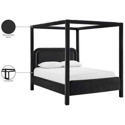 Salina Black Velvet Upholstered King Bed