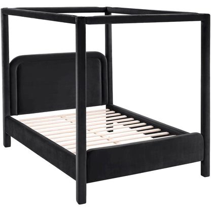 Salina Black Velvet Upholstered King Bed