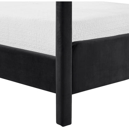 Salina Black Velvet Upholstered King Bed